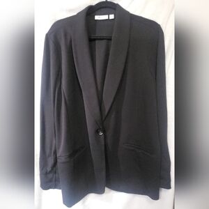 Tailored by Susan Graver Women's Sleek Ponte Blazer Black Size XL